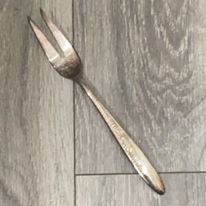 Gorham Silverplated cold meat fork Flower Song 1955 2 tines mid retro pattern